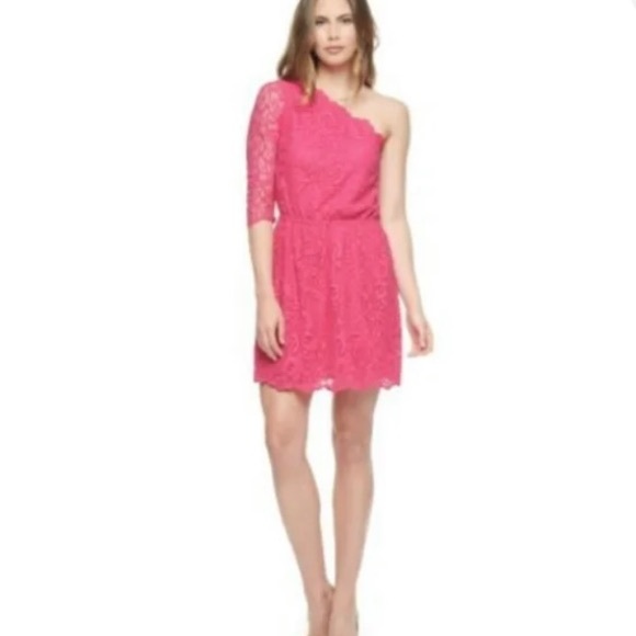 JUICY COUTURE Dress Starlet One Shoulder Lace Pink NWT Size 10 - Picture 14 of 15